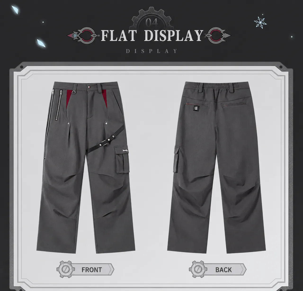 Utility pocket and buckle details on Genshin Impact Wriothesley themed casual pants