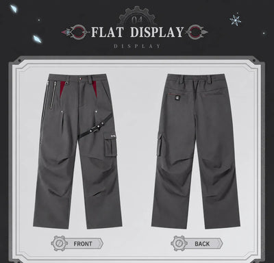 Utility pocket and buckle details on Genshin Impact Wriothesley themed casual pants