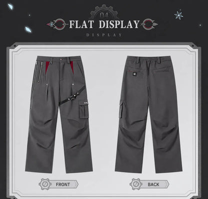 Utility pocket and buckle details on Genshin Impact Wriothesley themed casual pants