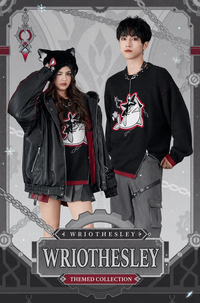 Wriothesley themed plush fur hat with coordinated character streetwear styling