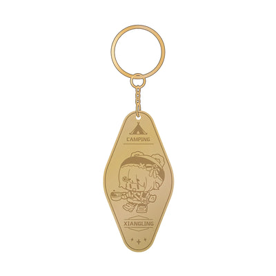 Genshin Impact Xiangling camping keychain chibi enamel metal pendant outdoor cooking theme accessory