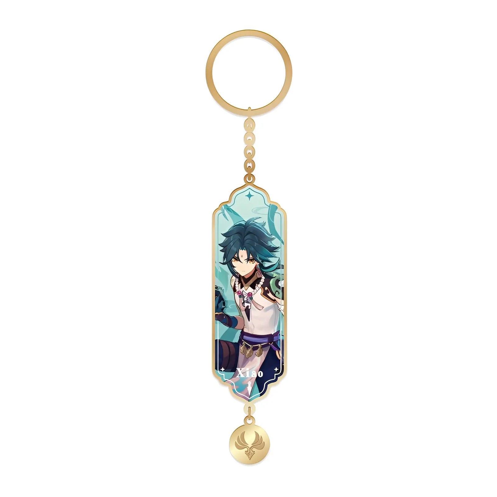 Genshin Impact Xiao character illustration metal epoxy keychain charm