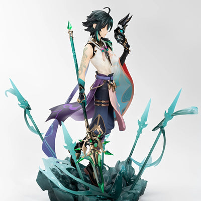 Genshin Impact Xiao figure dynamic base with swirling elemental effects