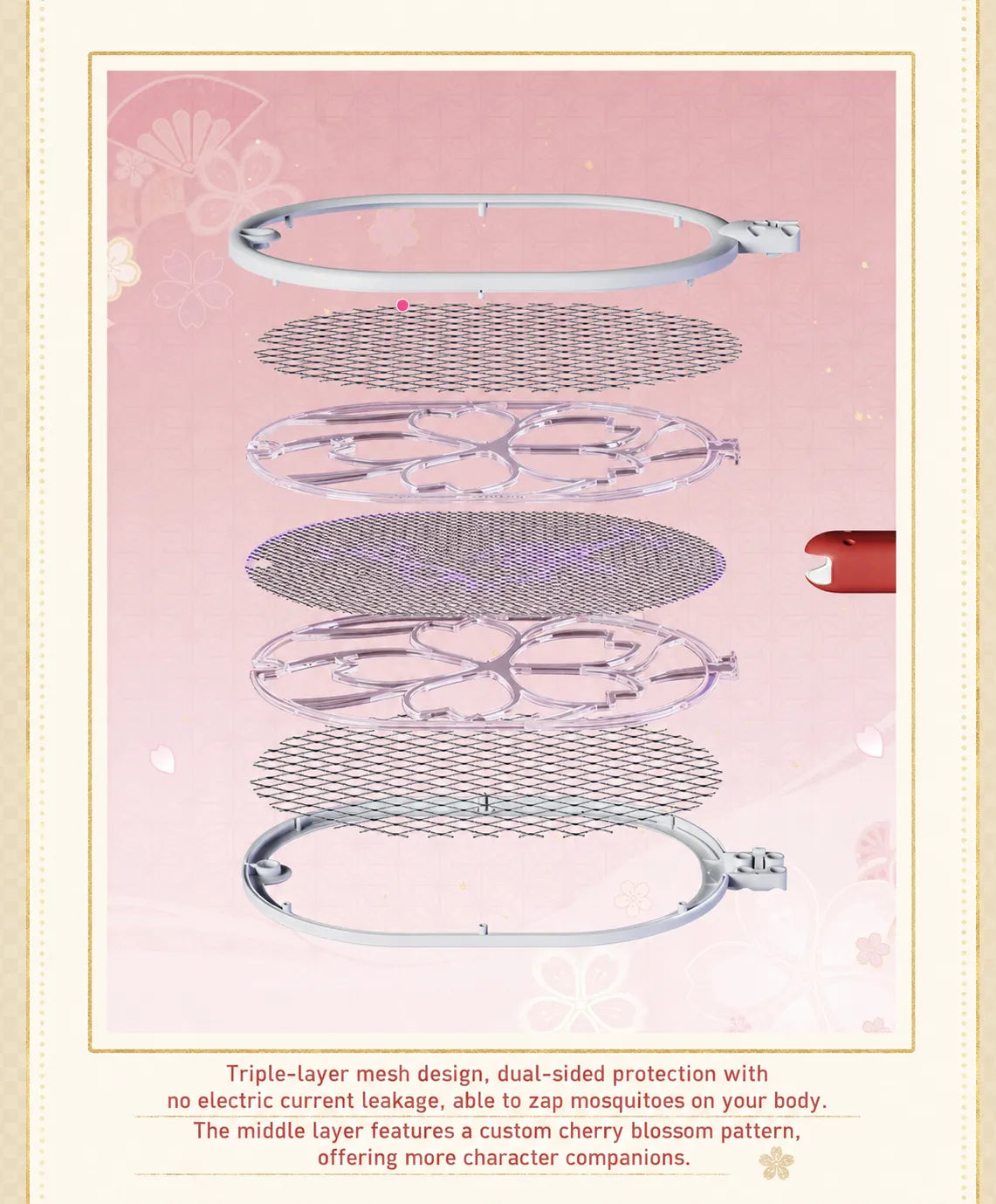 Yae Miko electric mosquito swatter control buttons and operating modes