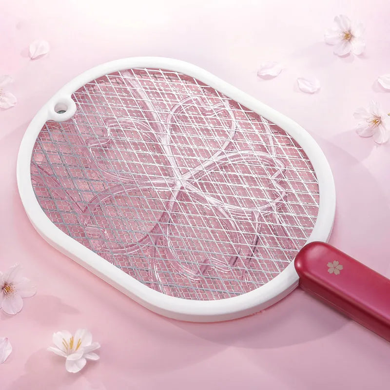 Genshin Impact Yae Miko electric mosquito swatter featuring cherry blossom details and matching stand