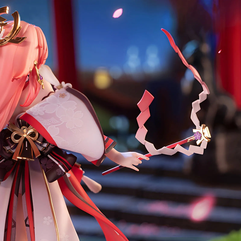 Yae Miko Ethereal Smile Ver. 1/7 Scale Figure displayed with sakura themed shrine scenery