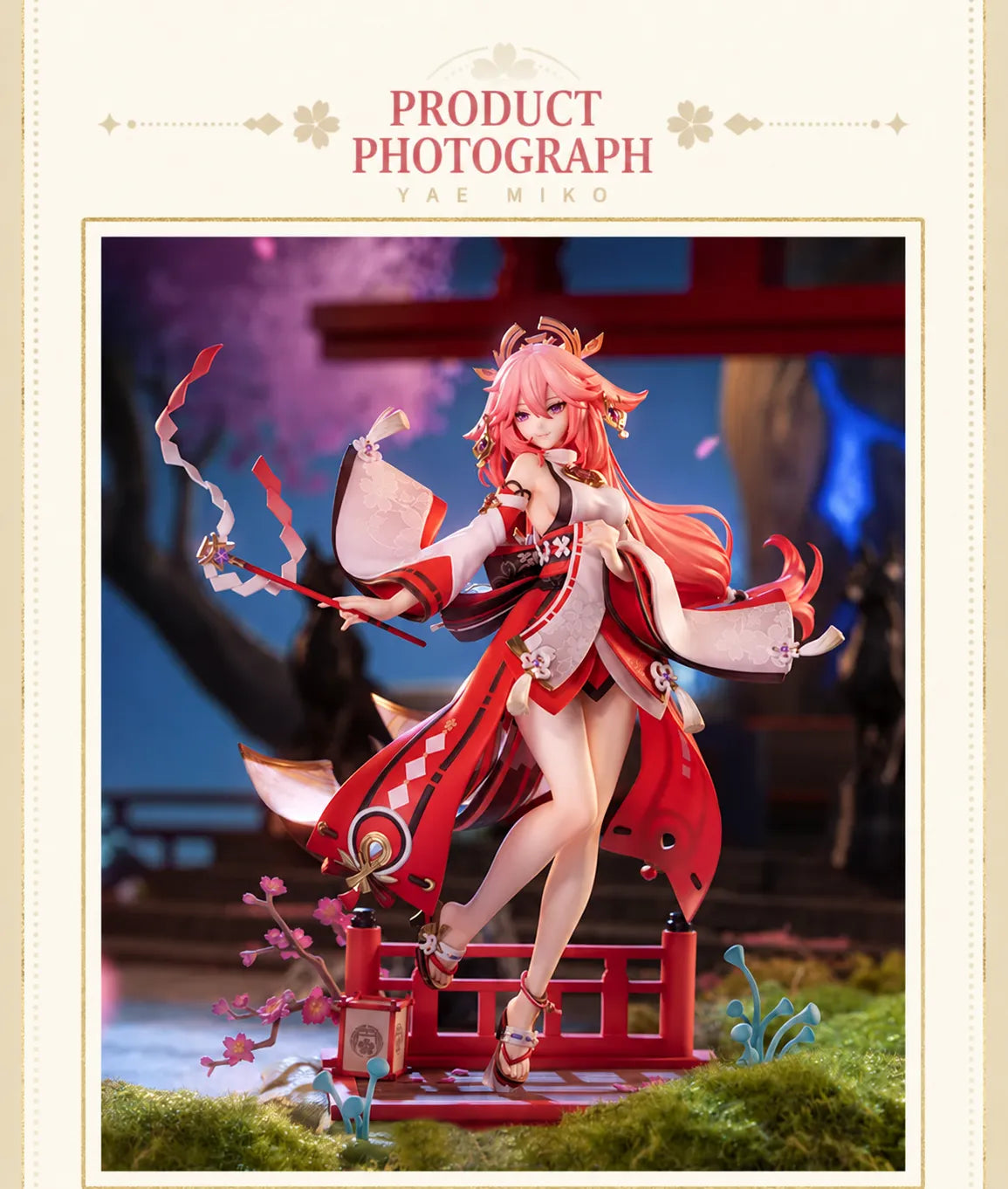 Full display scene of Yae Miko Ethereal Smile Ver. 1/7 Scale Figure with sakura decorations