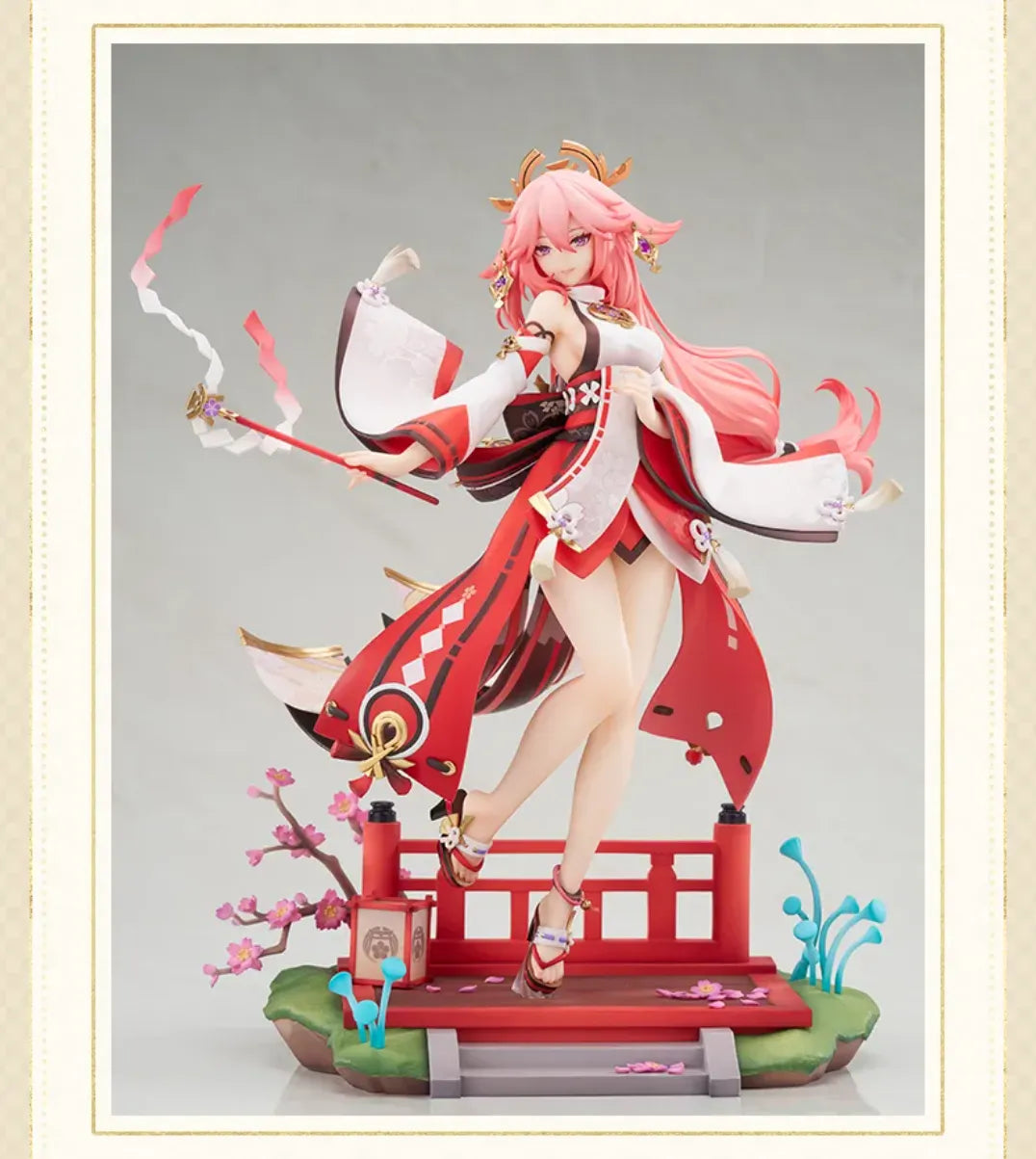 Detailed pink hair sculpt of Yae Miko Ethereal Smile Ver. 1/7 Scale Figure