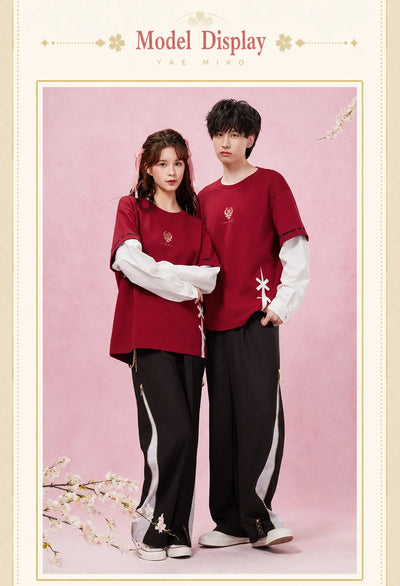 genshin impact yae miko long sleeve t shirt model display outfit styling
