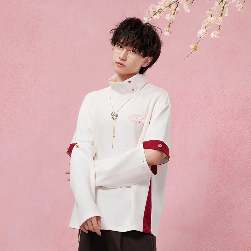 yae miko themed sweatshirt side slit and sleeve detail