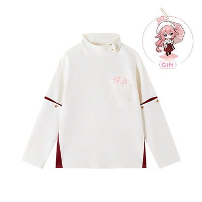 genshin impact yae miko stand collar sweatshirt isolated on white background