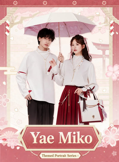 Yae Miko casual pants flat lay front and back view product display