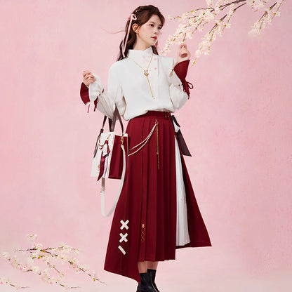 genshin impact yae miko themed pleated skirt front view full outfit