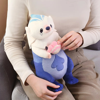 Genshin Impact Yoyo Sea Otter plush keychain side angle showing full body shape