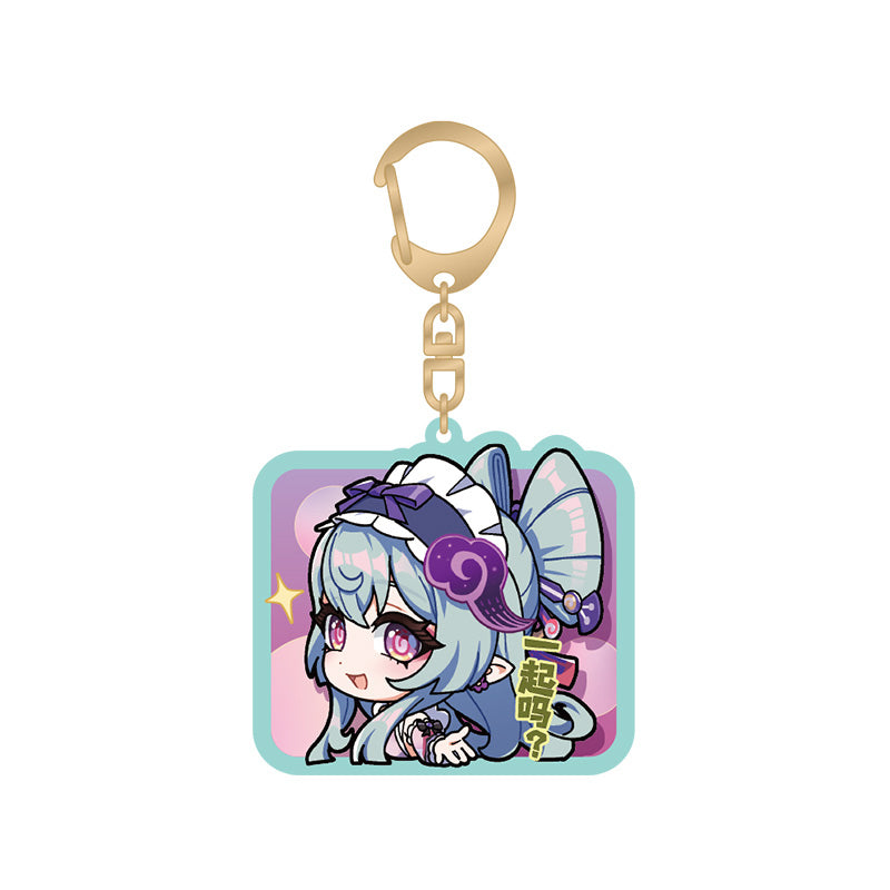 Genshin Yumemizuki Mizuki acrylic keychain featuring chibi Inazuma character