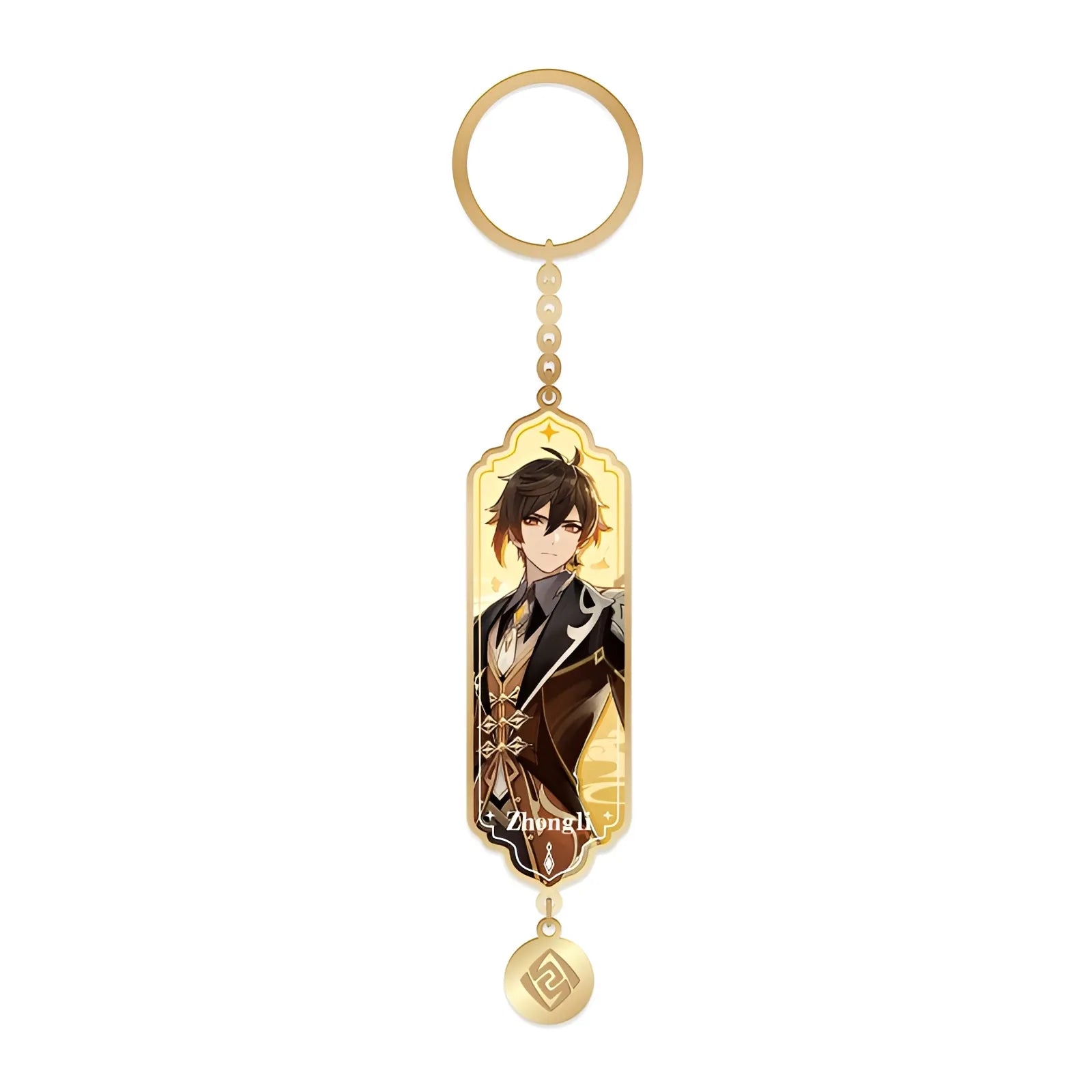 Genshin Impact Zhongli character illustration metal epoxy keychain charm