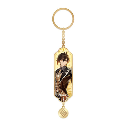 Genshin Impact Zhongli character illustration metal epoxy keychain charm
