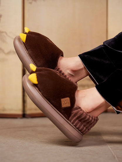 Genshin Impact Zhongli home slippers styled with themed loungewear in indoor model showcase