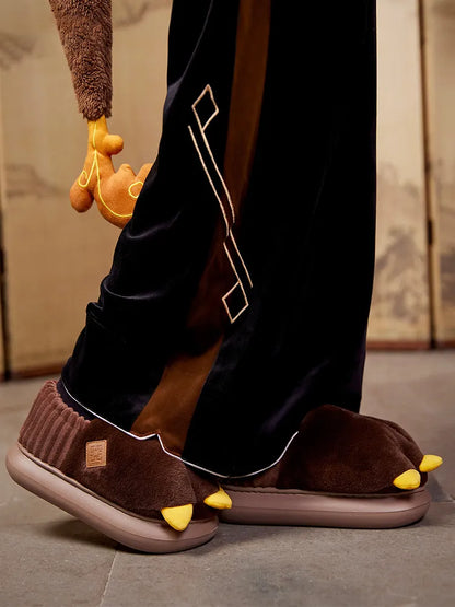 Side profile of Genshin Impact Zhongli themed home slippers with cushioned sole and plush finish