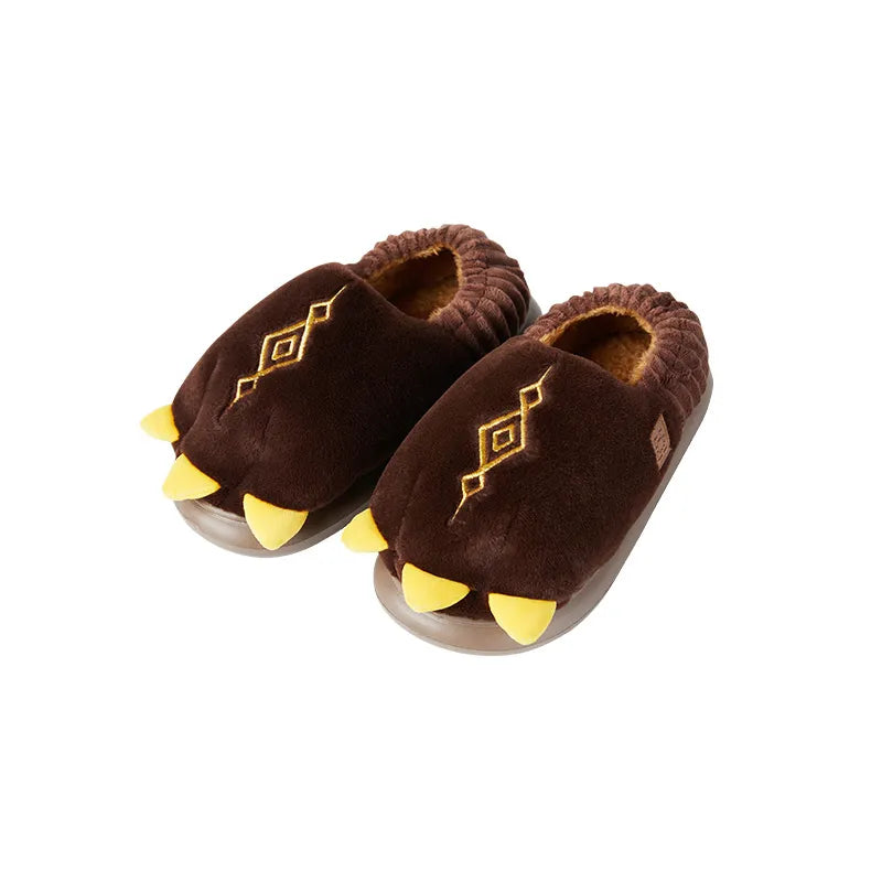 Genshin Impact Zhongli themed home slippers isolated on white background