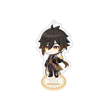 Genshin  Zhongli Stellar Recollection series acrylic standee featuring detailed chibi artwork and themed base