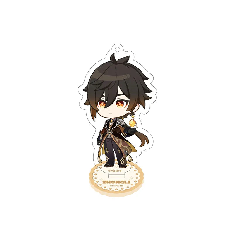 Genshin  Zhongli Stellar Recollection series acrylic standee featuring detailed chibi artwork and themed base