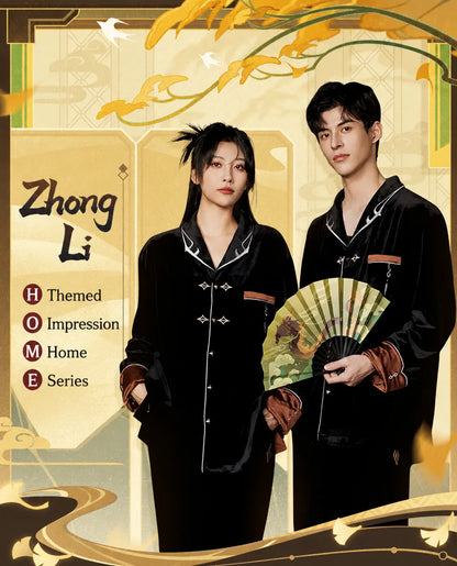 Product information display for Genshin Impact Zhongli themed velvet pajama set