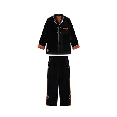 Genshin Impact Zhongli themed velvet pajama set isolated on white background