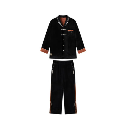 Genshin Impact Zhongli themed velvet pajama set isolated on white background
