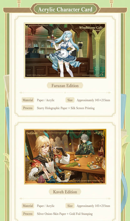Genshin Impact In-Store Series acrylic art cards featuring character and illustration designs