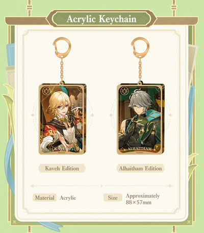 Genshin Impact In-Store Series acrylic keychains featuring Alhaitham and Kaveh