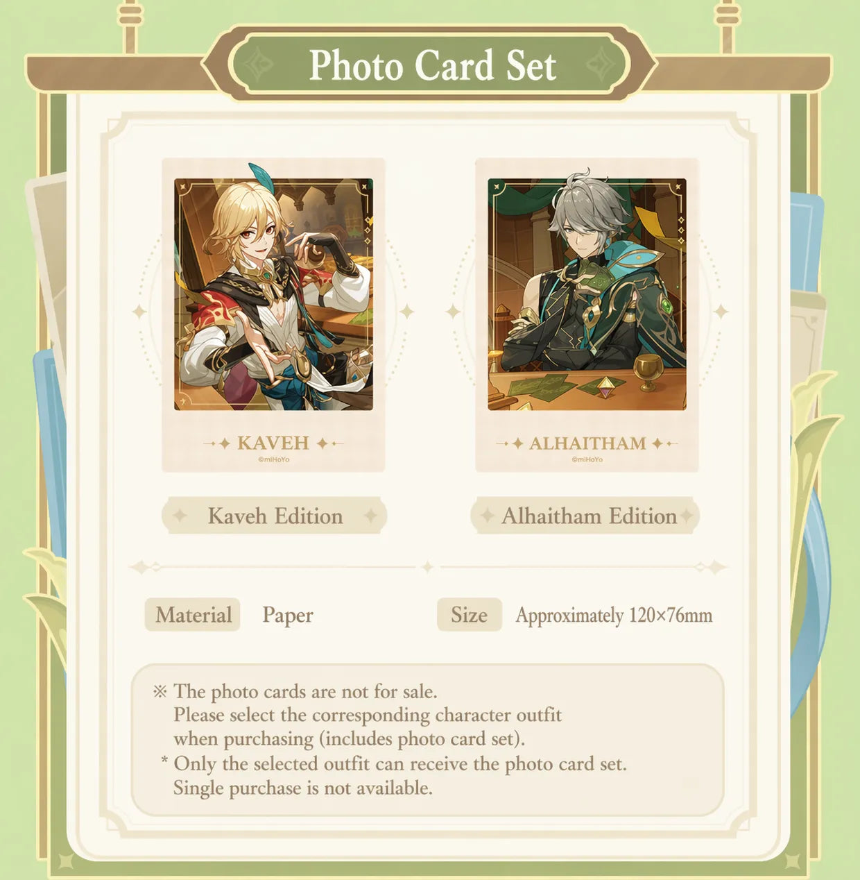 Genshin Impact In-Store Series bundle sets with bonus photo cards included