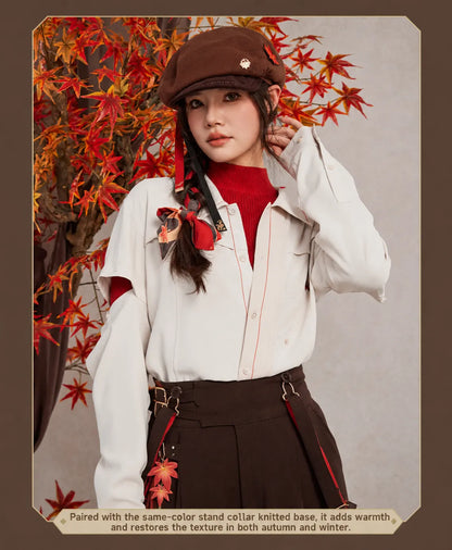 Genshin Impact Kazuha shirt layered outfit styling with scarf and autumn accessories