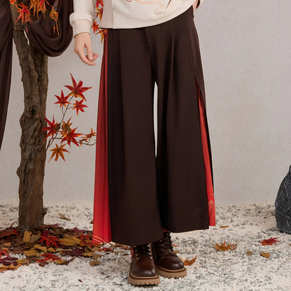 Kaedehara Kazuha themed wide leg pants with maple leaf themed styling details