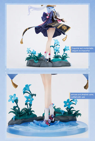 Ayaka figure base design floral elements and scenic composition