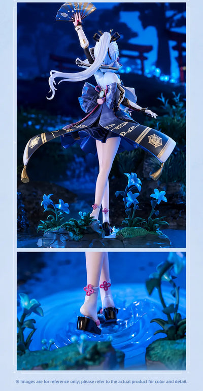 Genshin Ayaka Frostflake figure rear view night scene display