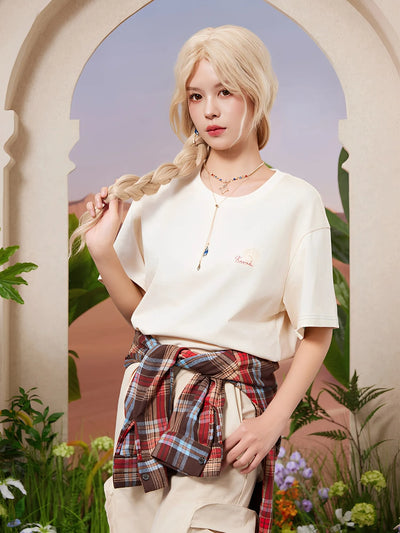 Genshin Kaveh t-shirt warm red front view cotton casual cosplay outfit