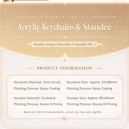 Genshin Impact keychain and photo set all characters display