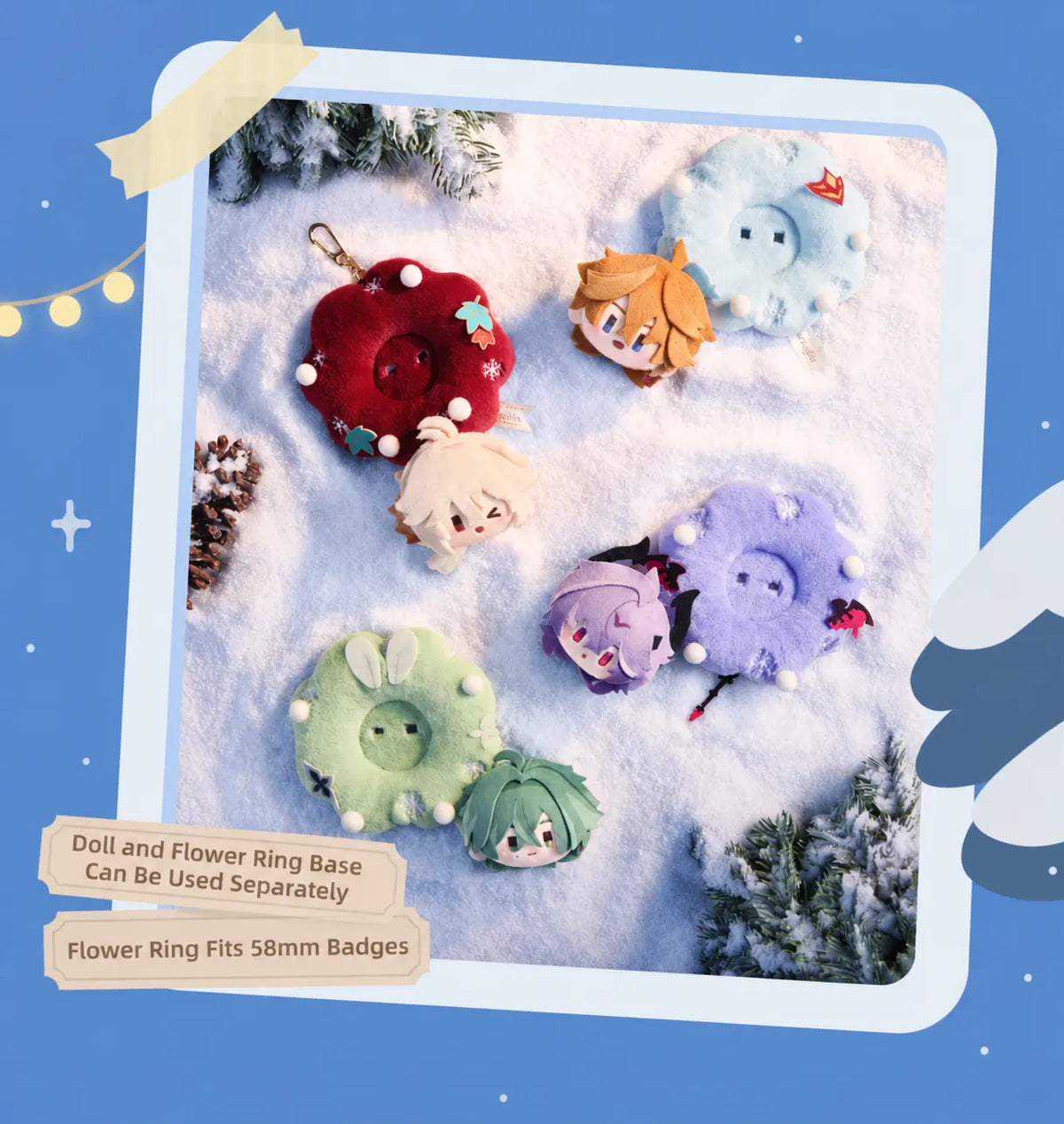 Genshin Impact winter plush charms with removable character plush pieces