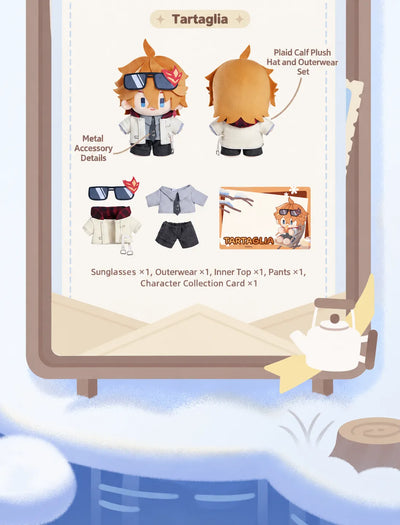 Tartaglia plush doll with sunglasses, removable outfit and collection card
