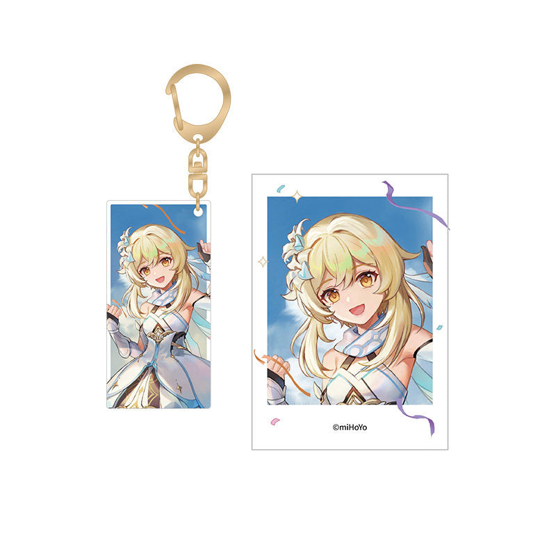 Genshin Impact Lumine 1st Anniversary keychain and photo set