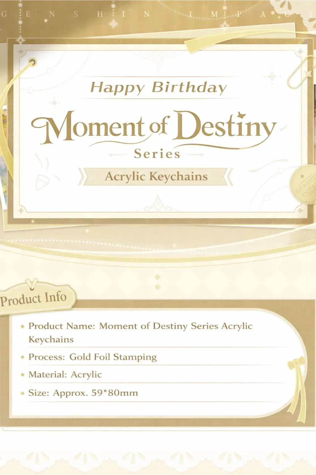 Genshin Impact Acrylic Keychain All Characters Display Moment of Destiny Series