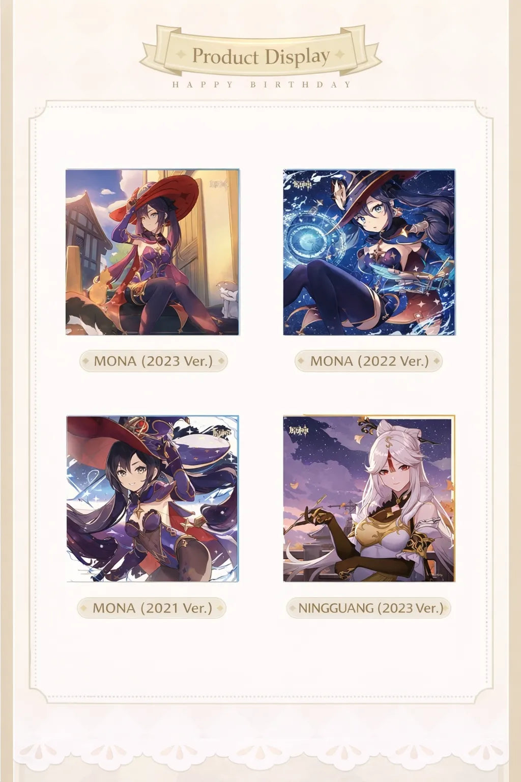 Genshin Impact Art Print Flat Lay Display Moment of Destiny Series