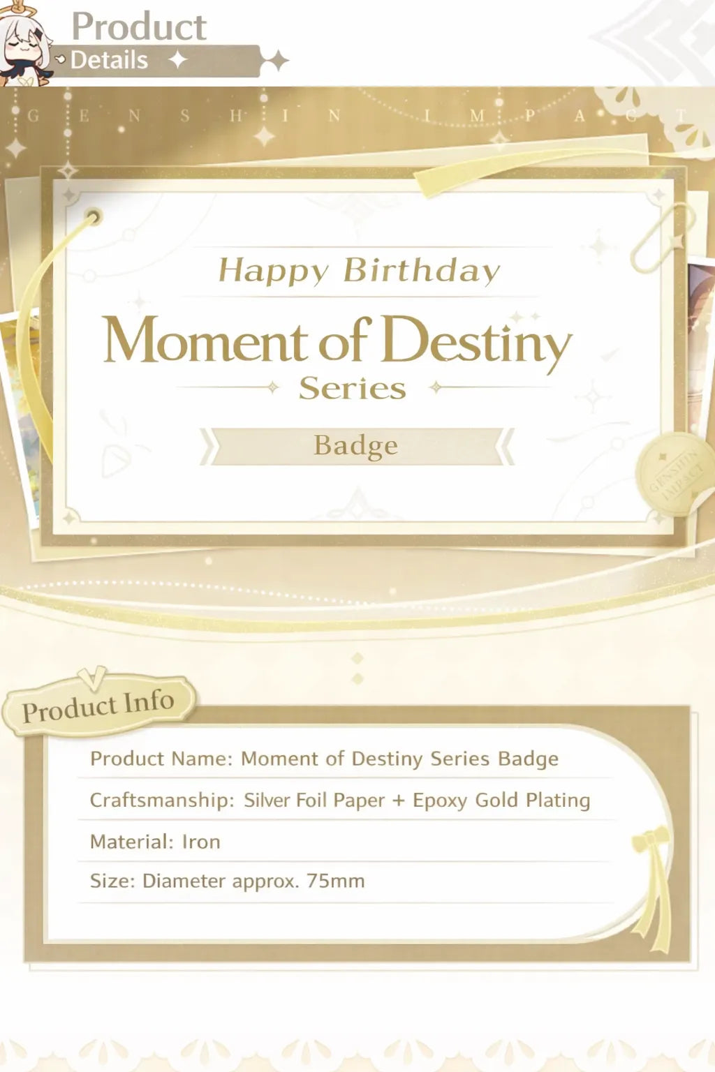 Genshin Impact Birthday Badge All Characters Display Moment of Destiny Series