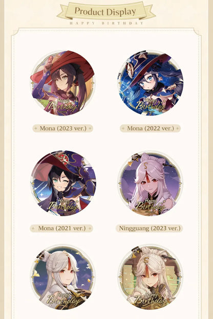 Genshin Impact Birthday Badge Detail Close Up Metallic Finish Moment of Destiny Series