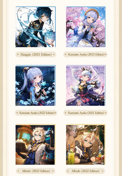 Genshin Moment of Destiny Series Vol.2 shikishi different year editions comparison 2023 2022 2021
