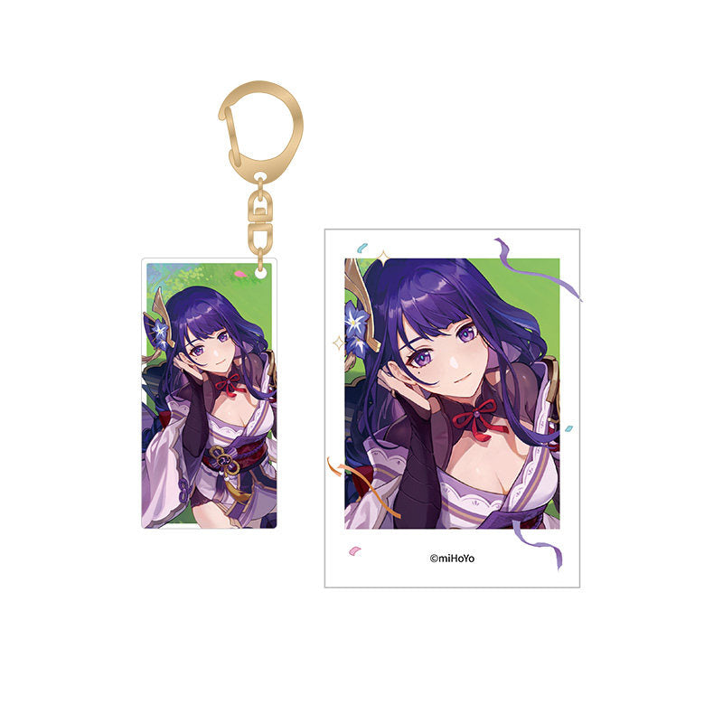 Genshin Impact Raiden Shogun 2nd Anniversary keychain and photo set