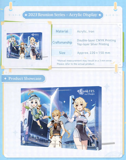 Genshin Impact Reunion Series acrylic stand display scene with character artwork