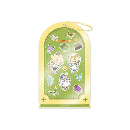 Genshin Impact Reunion Series acrylic stand set featuring Paimon Lumine and Aether display