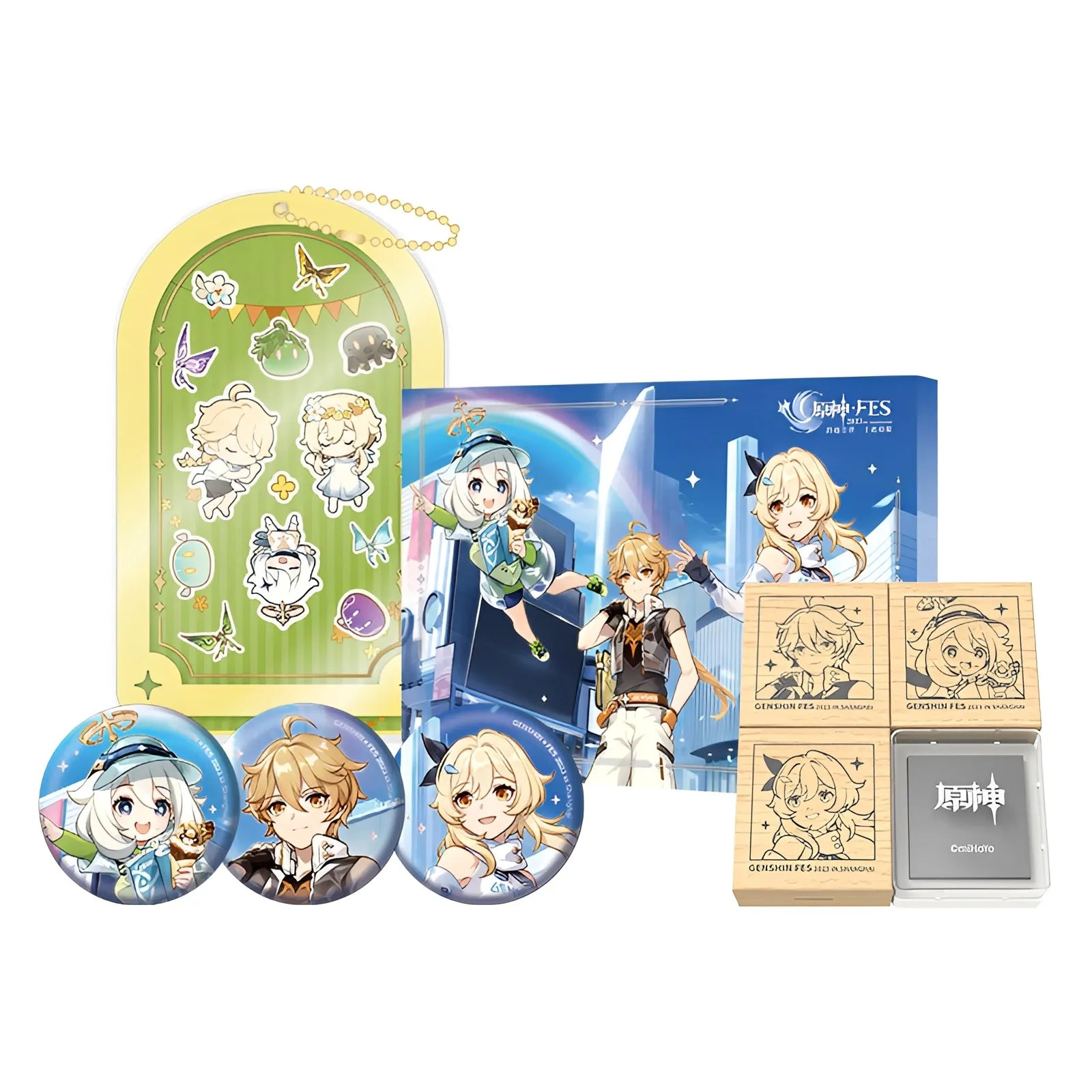 Genshin Impact Reunion Series full collection including acrylic stands pins stamp sets and displays